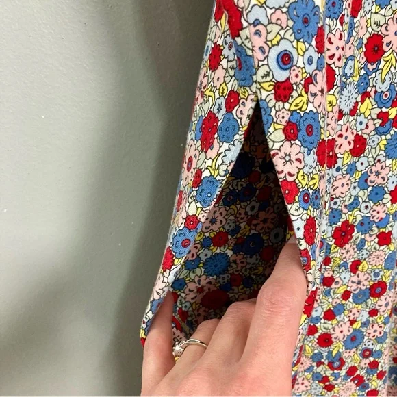 Boden V-Neck Jersey Dress Women’s Size 16 Riviera Blue Floral Stretch Knit Retro - Picture 8 of 12